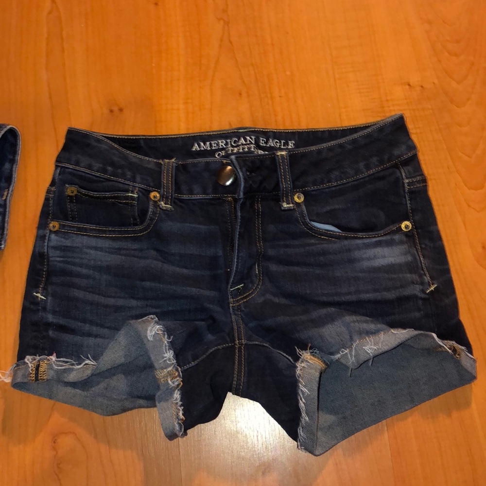 Short dark blue jean shorts